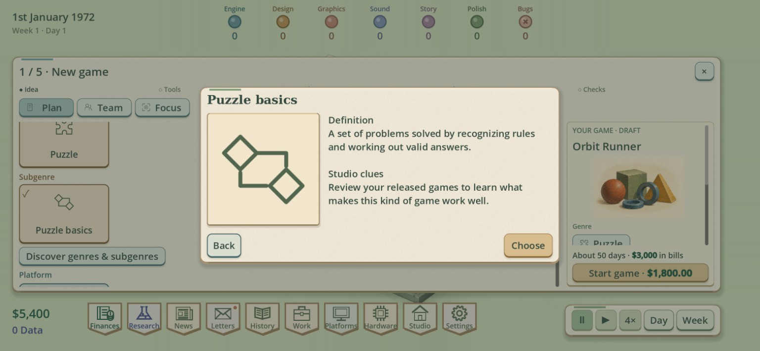 Development screenshot · A glimpse of game creation. Interface and artwork may change.